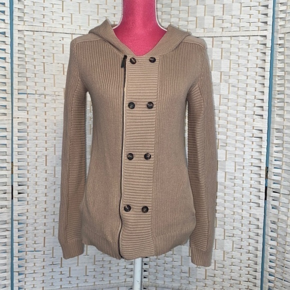 Barbara Bui Women’s Small Khaki Hooded Zip Up Cardigan